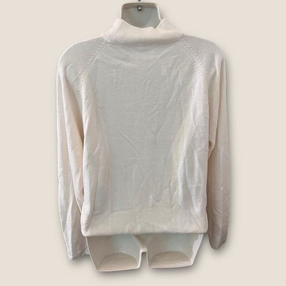 Vintage 80s-90s Maggie Lawrence Vertical Cable Knit Mock Sweater Cream M - Picture 2 of 4